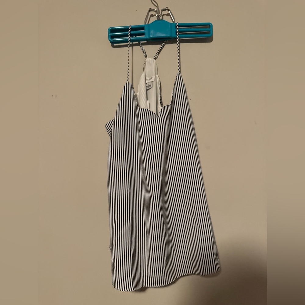NWT J. Crew Navy & White Striped Scalloped Top Camisole - Picture 2 of 13